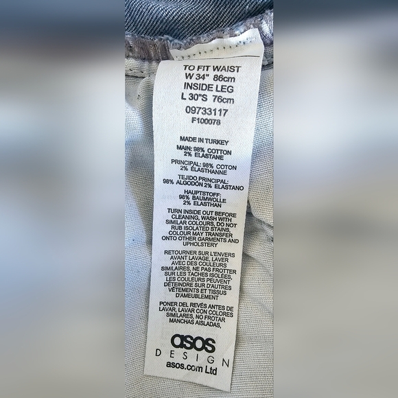 Size W34 L30 ASOS Design Distressed Light Wash Jeans - Picture 5 of 5